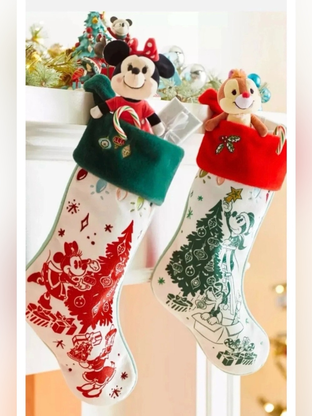 New•Disney Parks 2022 Minnie Mouse & Daisy Duck Vintage Look Christmas Stocking.